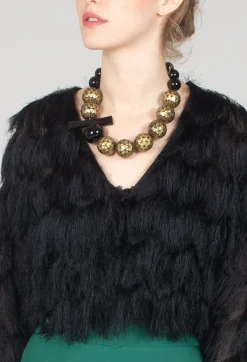 Fringe Cropped Jacket in Nero