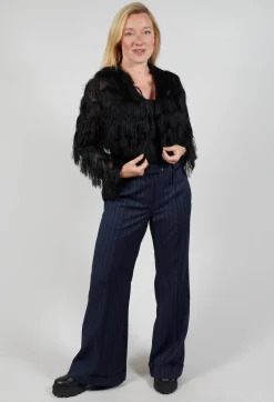 Fringe Cropped Jacket in Nero