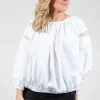 Fringe Open Work Detail Blouse in White