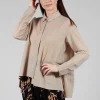 Front Crop Shirt in Beige
