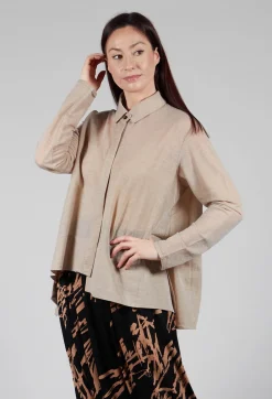 Front Crop Shirt in Beige
