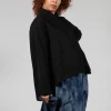 Front Crop Shirt in Black