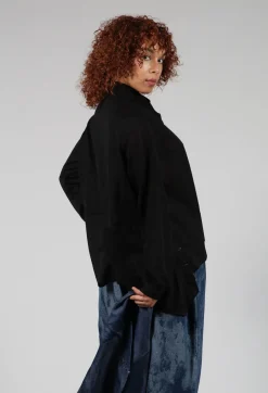 Front Crop Shirt in Black