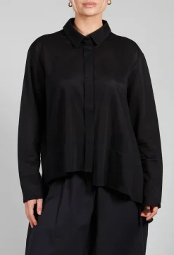 Front Crop Shirt in Black