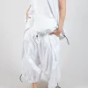 Front Pleat Balloon Trousers with Toggle Cuffs in Semi Bleach