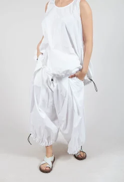 Front Pleat Balloon Trousers with Toggle Cuffs in Semi Bleach