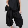 Front Pleat Balloon Trousers with Toggle Cuffs in Black