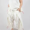 Front Pleat Balloon Trousers with Toggle Cuffs in Greige