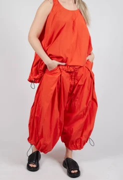 Front Pleat Balloon Trousers with Toggle Cuffs in Mandarine
