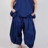 Front Pleat Balloon Trousers with Toggle Cuffs in Ocean
