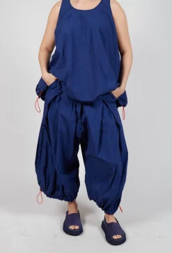 Front Pleat Balloon Trousers with Toggle Cuffs in Ocean