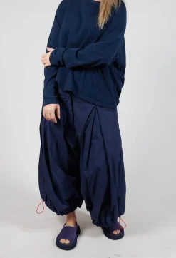 Front Pleat Balloon Trousers with Toggle Cuffs in Ink