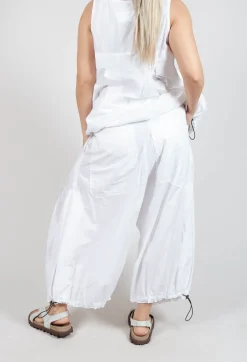 Front Pleat Balloon Trousers with Toggle Cuffs in Semi Bleach
