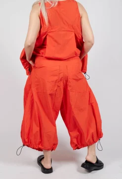 Front Pleat Balloon Trousers with Toggle Cuffs in Mandarine