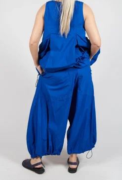 Front Pleat Balloon Trousers with Toggle Cuffs in Royal