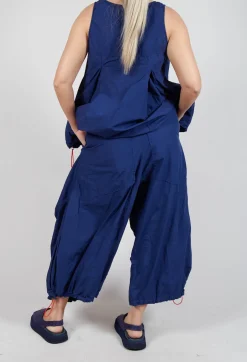 Front Pleat Balloon Trousers with Toggle Cuffs in Ocean