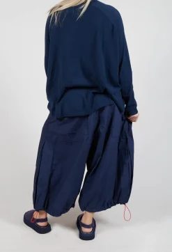 Front Pleat Balloon Trousers with Toggle Cuffs in Ink