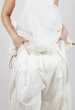 Front Pleat Balloon Trousers with Toggle Cuffs in Greige