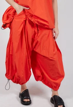Front Pleat Balloon Trousers with Toggle Cuffs in Mandarine