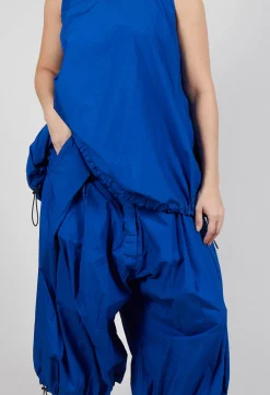 Front Pleat Balloon Trousers with Toggle Cuffs in Royal