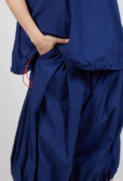 Front Pleat Balloon Trousers with Toggle Cuffs in Ocean