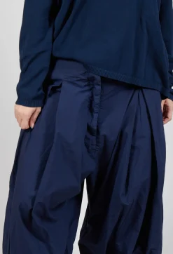 Front Pleat Balloon Trousers with Toggle Cuffs in Ink