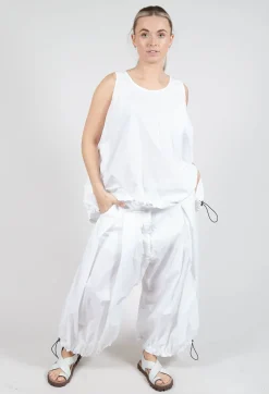Front Pleat Balloon Trousers with Toggle Cuffs in Semi Bleach