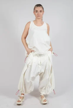 Front Pleat Balloon Trousers with Toggle Cuffs in Greige