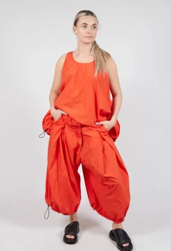 Front Pleat Balloon Trousers with Toggle Cuffs in Mandarine