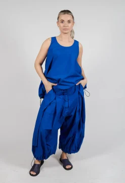 Front Pleat Balloon Trousers with Toggle Cuffs in Royal