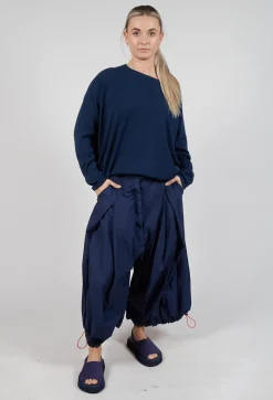Front Pleat Balloon Trousers with Toggle Cuffs in Ink