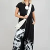 Front Zipper Jumpsuit in Black White