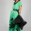 Front Zipper Jumpsuit in Green Black