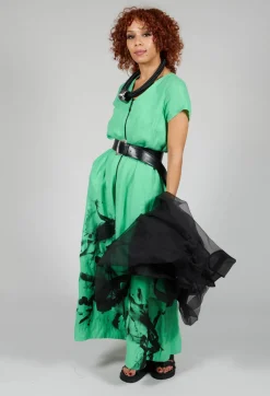 Front Zipper Jumpsuit in Green Black