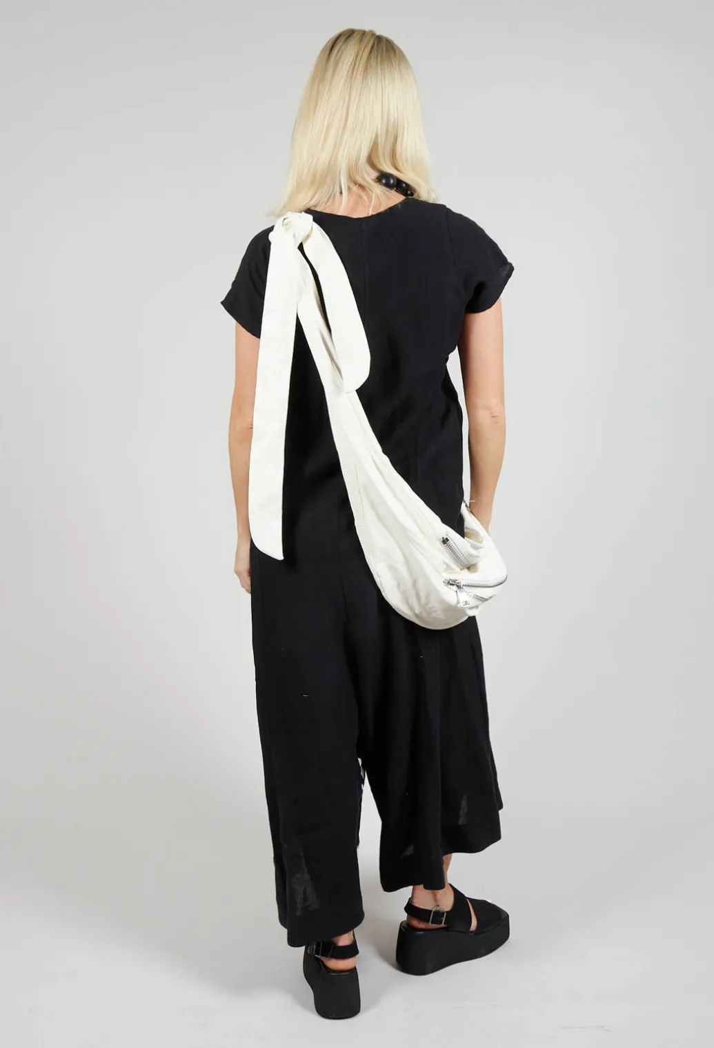 Front Zipper Jumpsuit in Black White