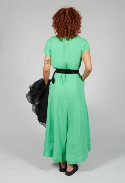 Front Zipper Jumpsuit in Green Black