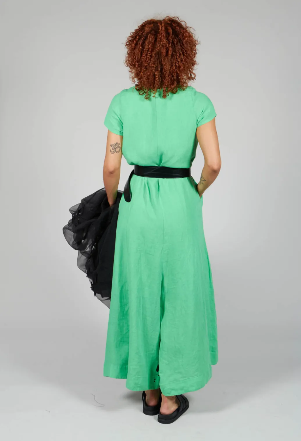 Front Zipper Jumpsuit in Green Black