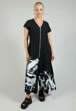 Front Zipper Jumpsuit in Black White