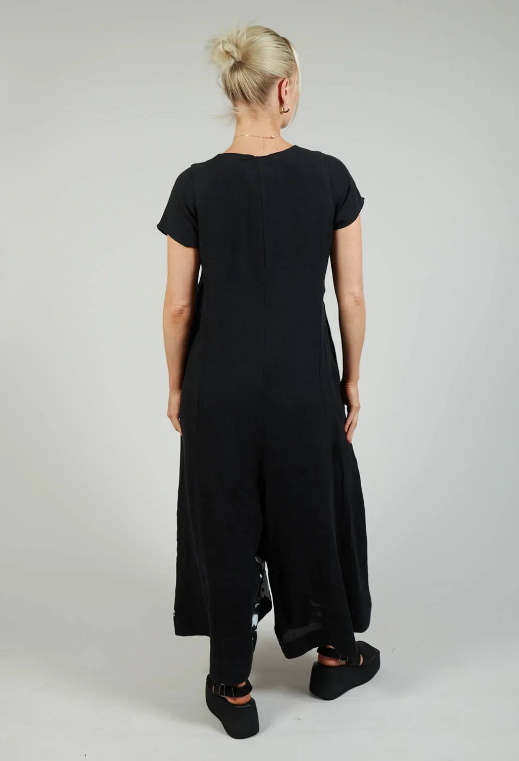 Front Zipper Jumpsuit in Black White