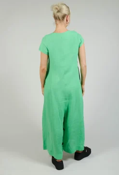 Front Zipper Jumpsuit in Green Black