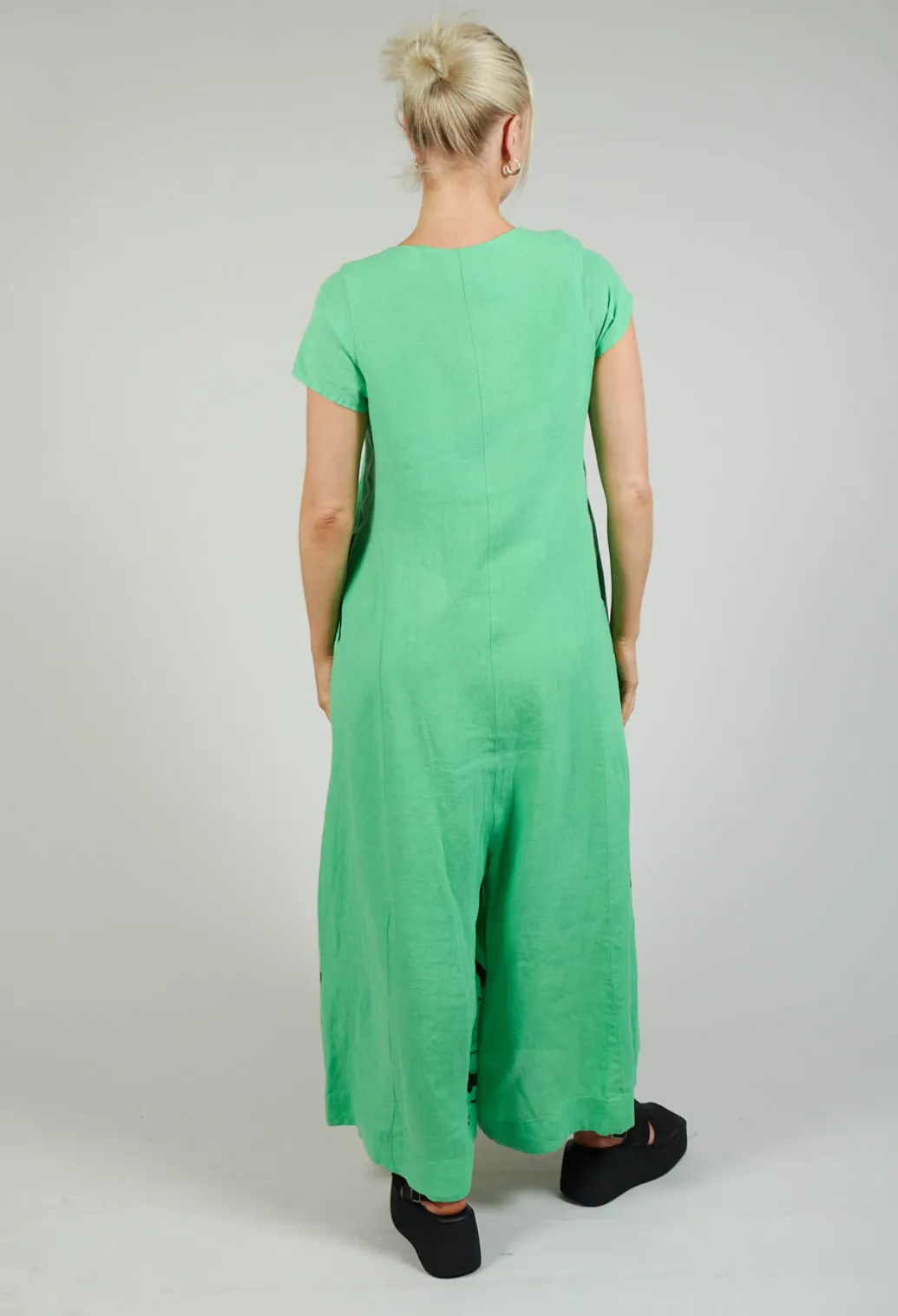 Front Zipper Jumpsuit in Green Black