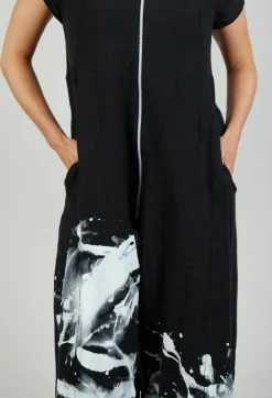 Front Zipper Jumpsuit in Black White