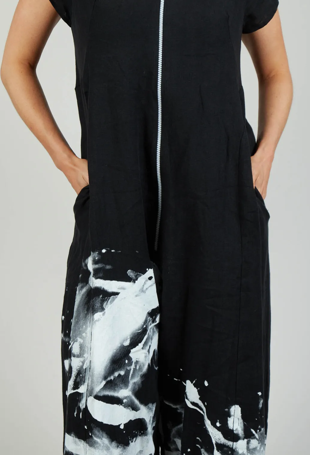 Front Zipper Jumpsuit in Black White
