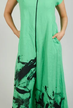 Front Zipper Jumpsuit in Green Black