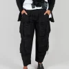 Fukkura Poplin Pants with Tie-Strings in Black