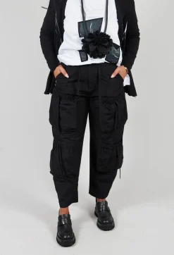 Fukkura Poplin Pants with Tie-Strings in Black