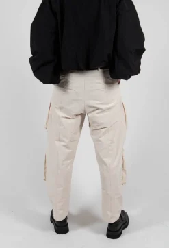 Fukkura Poplin Pants with Tie-Strings in Beige