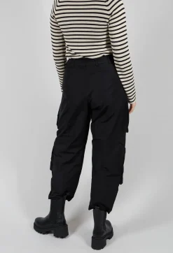 Fukkura Poplin Pants with Tie-Strings in Black