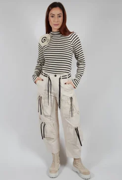 Fukkura Poplin Pants with Tie-Strings in Beige