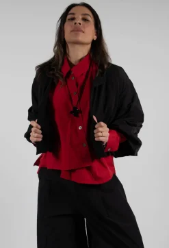 Fukkura Poplin Short Jacket in Black